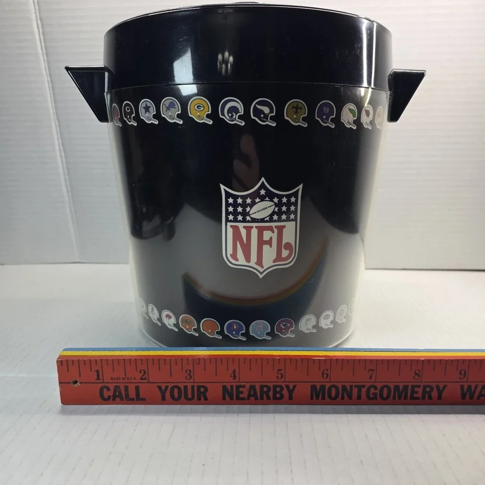 VTG 1970s NFL Ice Bucket‎ Thermo-Serv West Bend Black Plastic 28 Team Logos USA